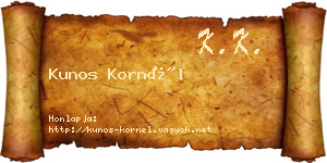 Kunos Kornél névjegykártya